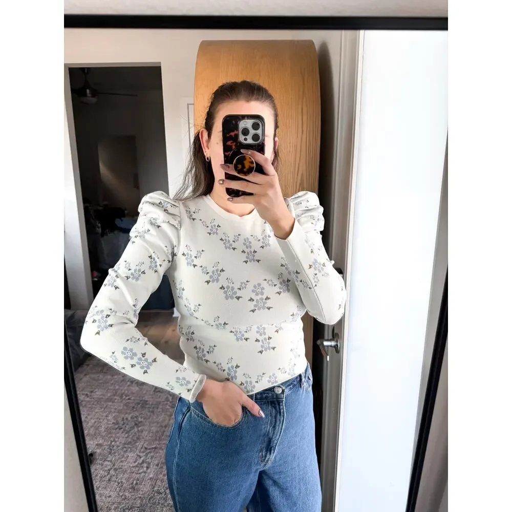 Zara Floral Knit Long‎ Sleeve Top